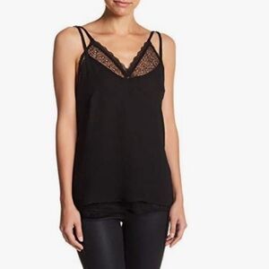 2/$50 KNOW ONE CARES Peekaboo Lace Black Cami Tank Top Size Small